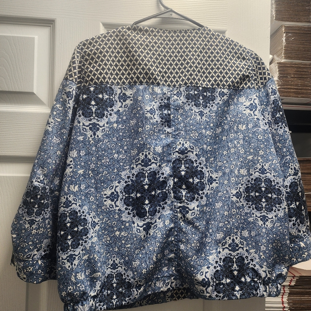 H&M Blue Bomber Jacket with Ornate Design - Picture 4 of 4